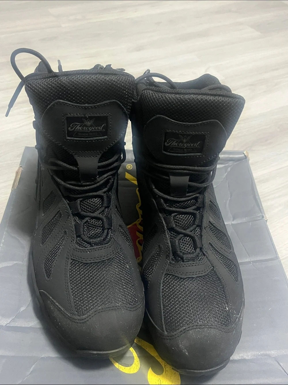 Throopcel Men's Black Tactical Lace-Up Boots